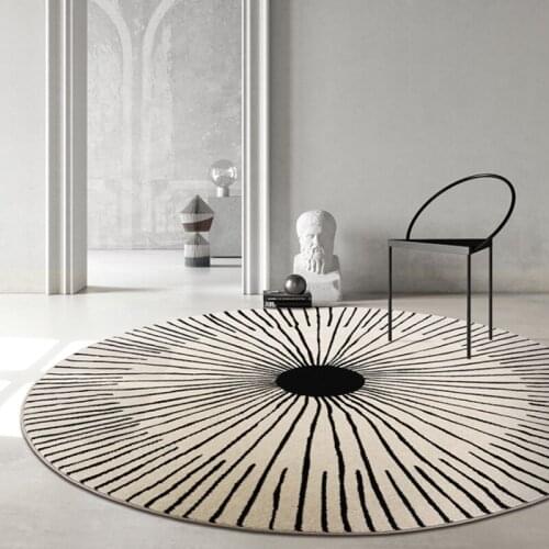 Nordic Simple Style Hanging Chair Round Area Rugs Living Room Balcony Soft Tapete Geometric Striped Decor Non-Slip Floor Mats