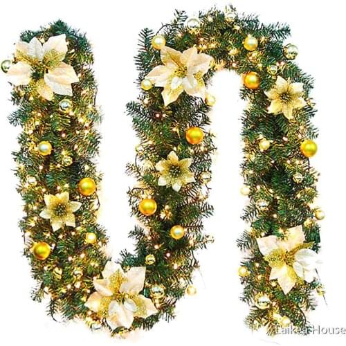 2.7M Tree Hanging Ornament Rattan LED Colorful Decoration For Christmas Party Wedding Home Outdoor Garland Wreath Decorations