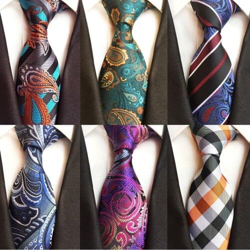 Ricnais Luxury 8cm Mens Classic Tie Silk Jacquard Cravatta Floral Plaids Necktie Striped Ties Man Business Wedding Accessories