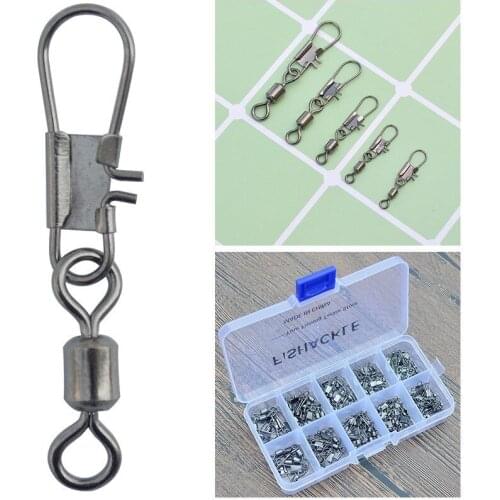 Fishing Swivel with Snap 150pcs/set Rolling Fishing Swivels with Interlock Snaps Stainless Steel Fishing Clips Connector Tackle