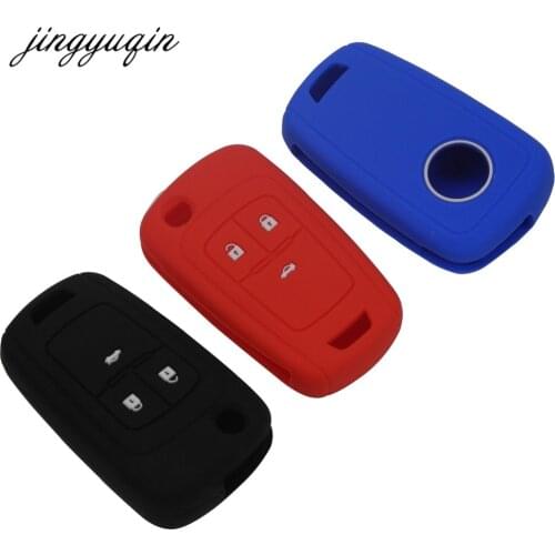 Jingyuqin 10X Silicone Cover for Chevrolet Cruze Buick Opel VAUXHALL Astra Corsa Meriva Zafira 3 Button Car Flip key fob Case