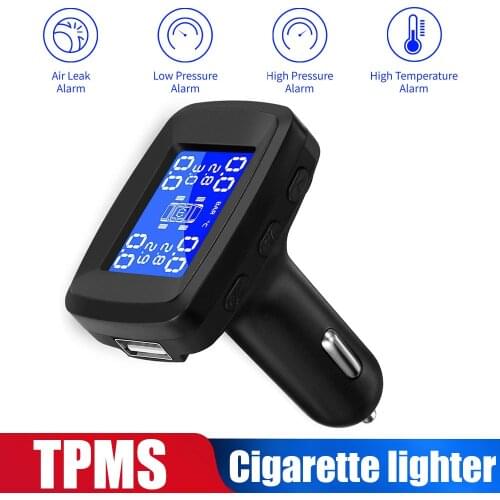Vehemo Tire Pressure Monitoring TPMS Cigarette Lighter Tire Pressure Monitoring System 4PCS Sensor Car High Temperature Alarm