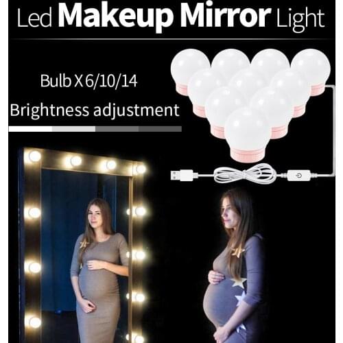 USB 12V Vanity Mirror Lamp Touch Sensor Switch LED Dresser Light For Bedroom Bathroom Decoration Bulb 10 14 Kit LED Beauty Lamps