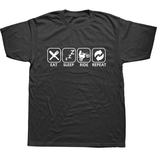 Eat Sleep Motocross T-shirt Men Short Sleeve Cotton Funny Motorcycle Motorbike Dirt Harajuku T Shirts Boyfriend Gift