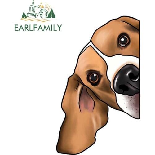 EARLFAMILY 13cm x 7.9 for Beagle Anime Peeking Decals Vinyl Car Stickers Waterproof Refrigerator Sunscreen Funny Decoration