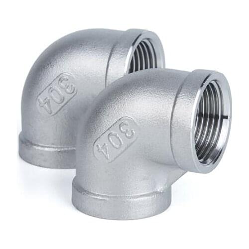 High Quality 1/8"1/4"3/8"1/2"3/4" 1" 1-1/4" 1-1/2" BSP Elbow 90 Degree Angled Stainless Steel 304 Female Threaded Pipe Fitting