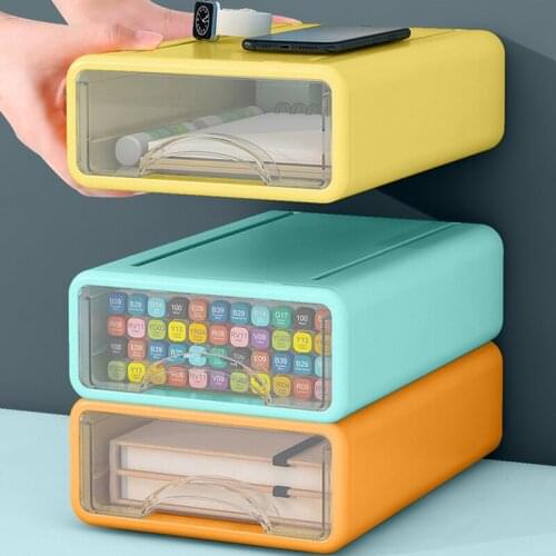 Storage Box Large Capacity Drawer Type Desktop Organizer Case Portable Durable Cosmetic Office Shelf Home Living Room Organizer