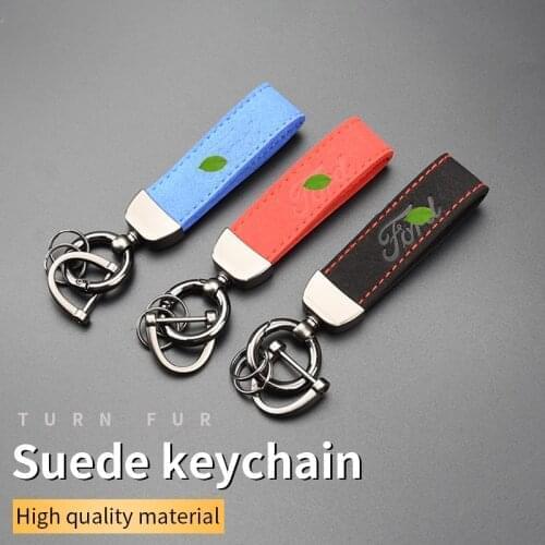 Suede Key Strap Ford Logo Key Ring for Ford Fiesta Focus Mondeo Ecosport Kuga Titanium B-Max C-Max S-Max Galaxy Fusion Keychain