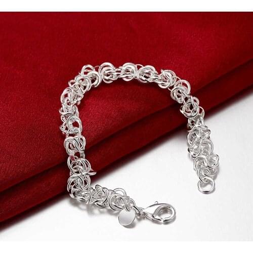 Lady charm 925 sterling silver Bracelet for woman man classic circle chain Wedding party Christmas Gifts fashion Jewelry