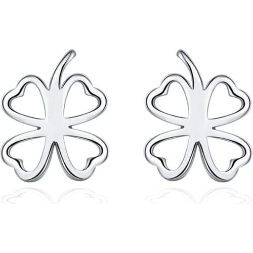 BABYLLNT 925 Silver Four-Leaf Clover Stud Earrings For Woman Wedding Engagement Fashion Party Charm Jewelry Gift