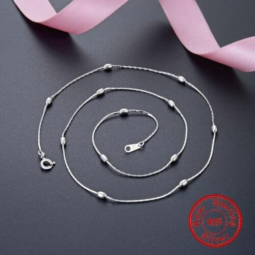 S925 Sterling Silver Necklace For Women Female 35 slub bag 2.5 Light Body Olive Clavicle Chain Wedding Birthday Jewelry Gift