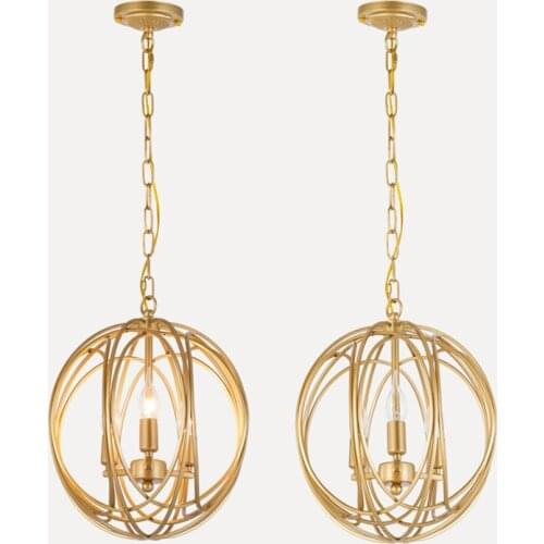SGROW Gold Round Pendant Light Postmodern Iron Hanging Lamp for Dining Room Bedroom Hallway Porch Lighting Fixtures Lampara