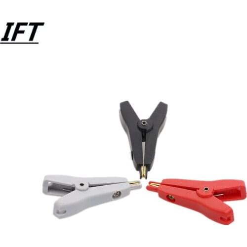 1PCS/sets Alligator Clip 52mm Kelvin Copper Gold Plate Clip Grey+Black+Red