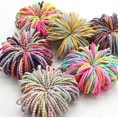 100 Pcs Girl Hair Rings Fluorescent Color Hair Accessories Ponytail Rubber Hair Rope High Elastic Hair bnads Head Rope for Girls