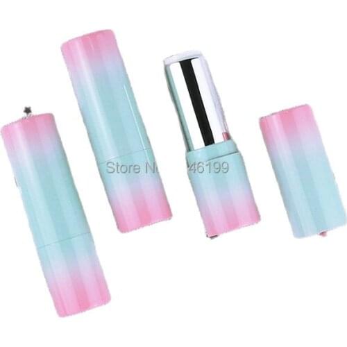 12.1mm Gradient Change Pink Blue Round Lipstick Tube New Model DIY Plastic Lip Balm Container Cosmetic Packing Bottle 50pcs/Lot