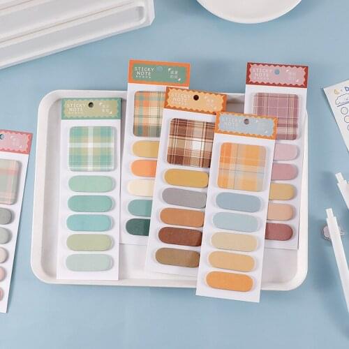 120 Sheets/Set Kawaii Fresh Grid Basic Sticky Notes Notepad To Do List Index Sticker Memo Pad School Stationery Office Supplies