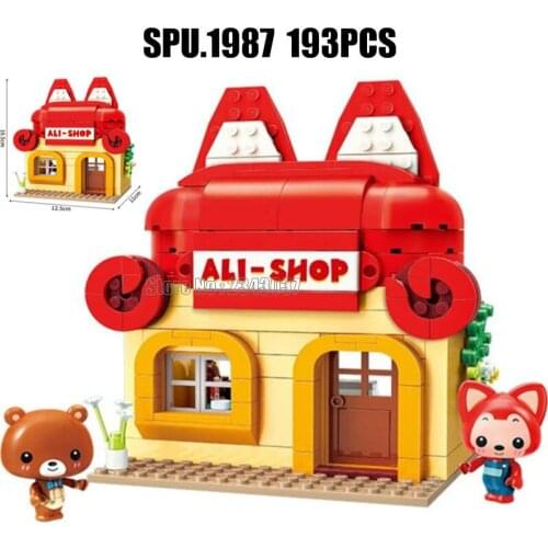 3901 193pcs Animal Rare Shop Cabin Fox Bear Cartoon Enlighten Building Blocks Toy
