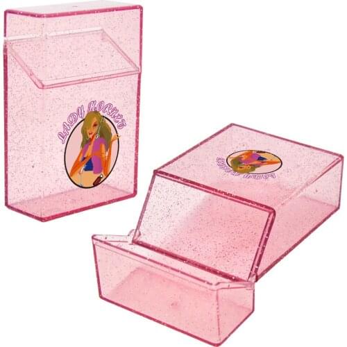 Bling Pink Color Smoking Accessories Automatic Pess Tobacco Cover ABS Plastic Cigarette Case Smoking Storage Box For Lady/Women