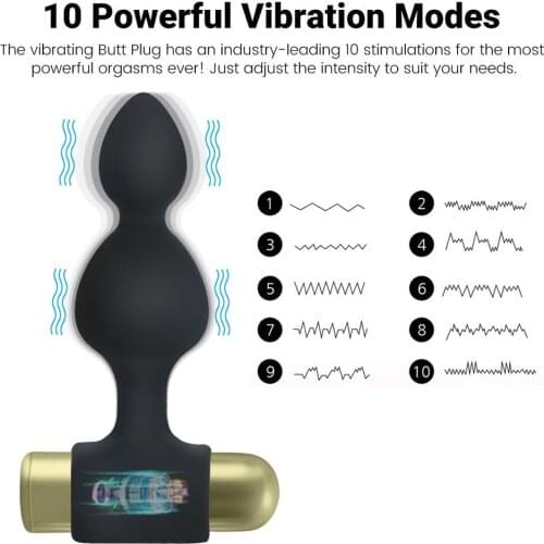 Shock Anal Plug 10 Powerful Vibration Modes USB Magnetic Charging Multifunction Sex Toys Anal Plug Vibrator for Men And Women