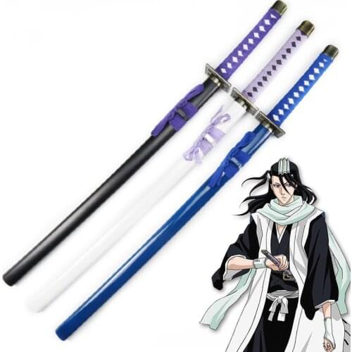 Anime Bleach Cosplay Sword Katana Prop Byakuya Kuchiki Light Blue Senbonzakura Weapons Wooden Sword Cosplay Props for Halloween