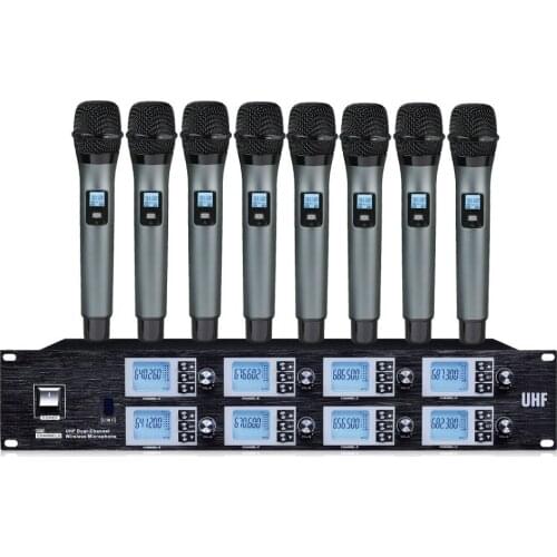 Bolymic UHF wireless microphone handheld professionele 8 Channels Karaoke Wireless Microphone System