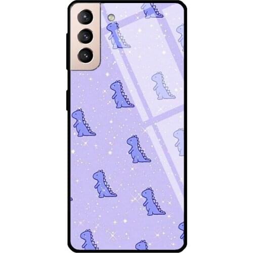 Baby Dino dinosaurs Tempered Glass Case For Samsung Galaxy S10 Plus Note 10 S8 S9 S20 FE S21 Note 20 Ultra