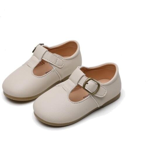 Kids Leather Shoes Solid Color Baby Casual Shoes Soft Boys Girls Retro Style Kids Spring Comfortable Single Shoe SZ256