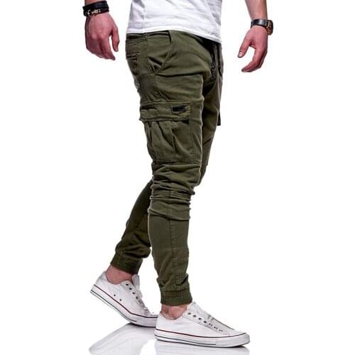 Autumn Men Hip Hop Joggers Pants Fitness Mens Solid Multi-Pocket Pants Tracksuit Breathable Bottoms Skinny Trousers Sweatpants