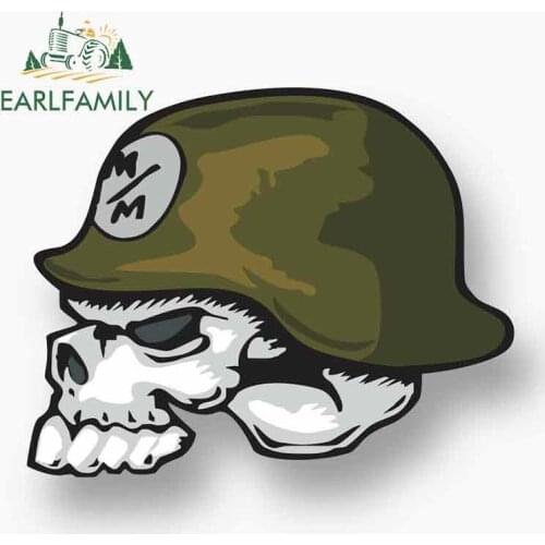 EARLFAMILY 13cm x 11cm for Metal Mulisha Skull Helmet Logo Oem Car Stickers Vinyl JDM Bumper Trunk Scratch-proof Camper Decal
