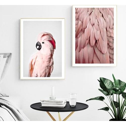 Pink Parrot Bird Canvas Poster Cockatoo Animal Print Wall Art Painting Nordic Decorative Picture Modern Living Room Decoration