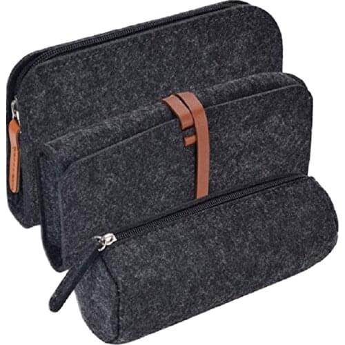3PCS 3 Style Big Large Fashion Felt Pen Pencil Case Bag Pouch Holders Pencilcase for School Students Girls Boys Writers Painters
