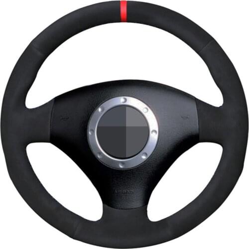 Alcantara Leather Material Soft Black Suede Steering Wheel Cover for Audi A4 B6 2002 A3 3-Spoke 2000-2003 Audi TT 1999-2005