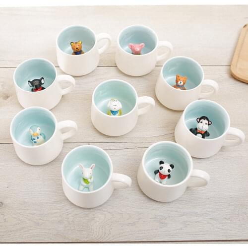 400ML Creative Ceramic Mug Cute Cartoon 3d Animal Coffee Cup Milk Breakfast Cup Tea Cup Fruit Juice Cup Office Supplies Gift