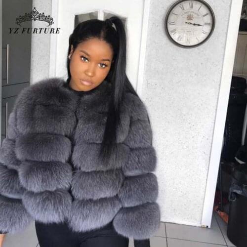 YZ FUTURE Real Fox Fur Coat Women Winter Thick Fur Jacket Short Fur Coat Wholesale Genuine Fox Short Sleeve Drop Shipping