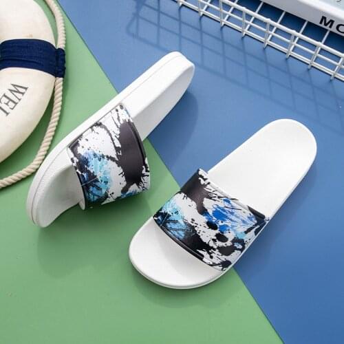 Summer Couple Sandals For Men And Women Wear Korean Style Home Bathing Fashion All-match Inkjet Slippers