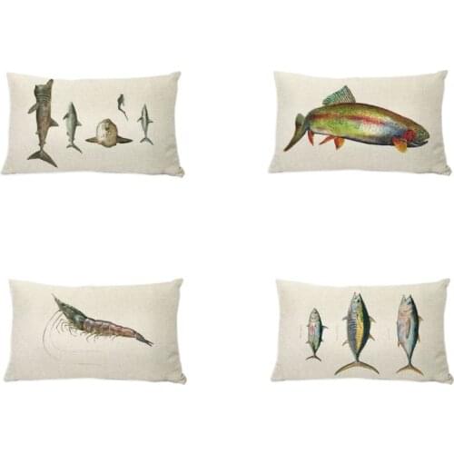 Hot Selling High Quality Sea Fish Style Home Decor Horse Mackerel Salamander Cushion Covers Decorative Printed Throw Pillowcases