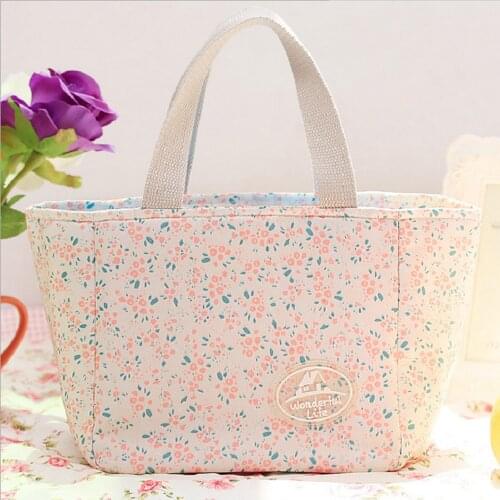Multifunction Canvas Lunch Bags Portable Insulated Thermal Cooler Lunch Box Carry Tote Picnic Case Storage Bag For Women