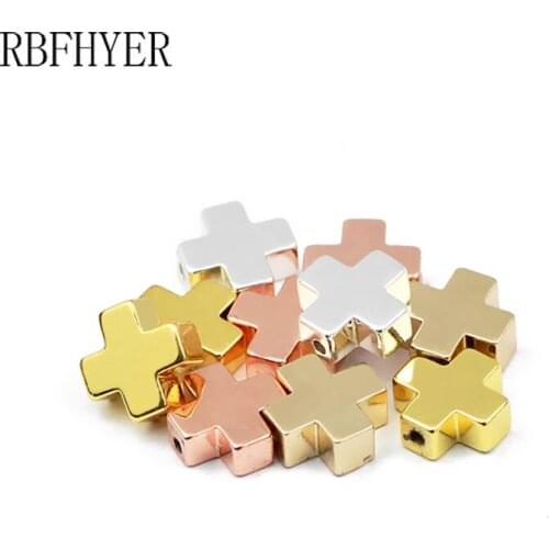 Natural Stone Jesus Cross Gold Silvers Hematite 8mm Spacer Loose Beads For Accessories Wholesale DIY Jewelry bracelets Making