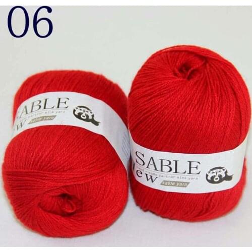 Sale 2*50gr Super Soft Pure Sable Cashmere Wrap Shawls Hand Knit Wool Crochet Yarn 243-06 Red