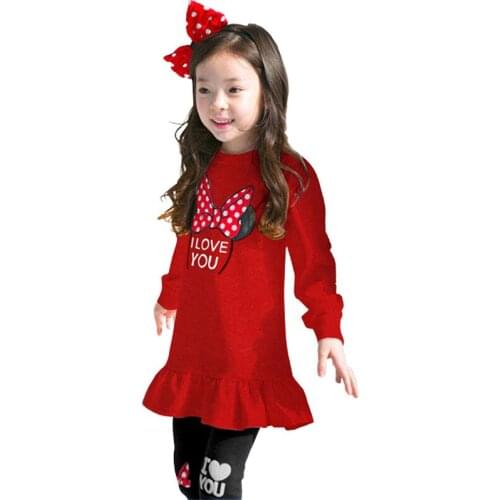 Girl Clothes Fashion Spring Autumn Children Suit Red White Color Long Sleeve Shirt+pant Red 2-9 Ages Kids Clothes Girls