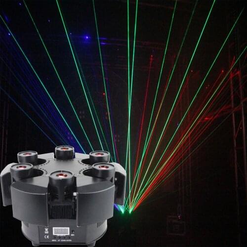 Six-Head Laser Lamp Red Green RGB DMX512 Control DJ Laser Moving Head For KTV Stage Lighting Laser Party Disco at Home