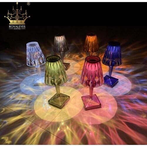 Modern Table Art Fancy Lighting Night Lights Colored Acrylic Crystal Lampshade Bedside Lamp Free Shipping For Bedroom Table Lamp