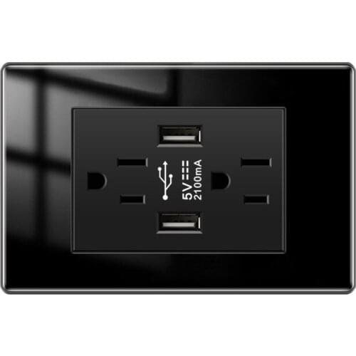 Depoguye US standard 2USB port glass power socket, USB3.1A with crystal glass panelt,electrical wall outlet with usb charger