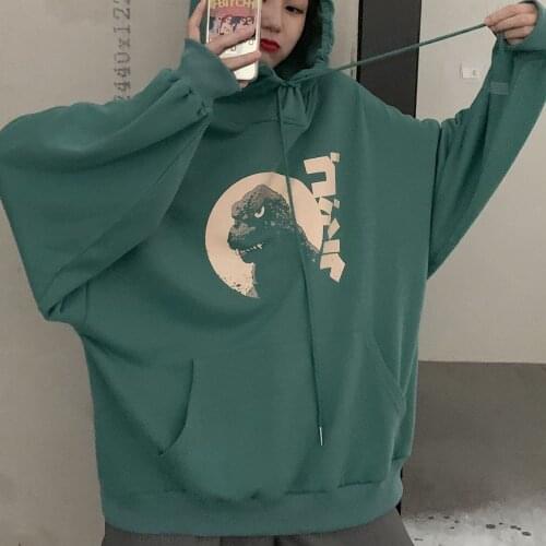 Long Sleeve Dinosaur Hoodies Women Pullovers Sweatshirts Hooded Female Loose Fashion Autumn Winter Korean Style Tops New Hoodies