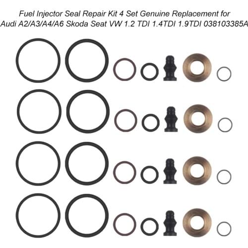 Fuel Injector Seal Repair Kit 4 Set Genuine Replacement for Audi A2 A3 A4 A6 Skoda Seat VW 1.4 1.9 2.0TDI 1417010997