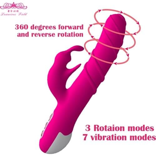 360 degree Rotation Dildo Vibrators 7 Speed Powerful Vibration Clit Stimulation Rabbit Vibrator Adult Erotic sex Toys for Women