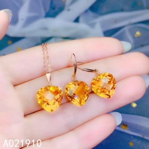KJJEAXCMY boutique jewelry 18K gold inlaid Citrine pendant earring female Suit exquisite fashion