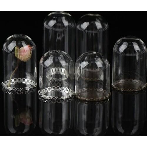 1Pc 1:12 Dollhouse Miniature Decor Flower Display Glass Display Bell Jar with Base Dollhouse Decoration Accessories