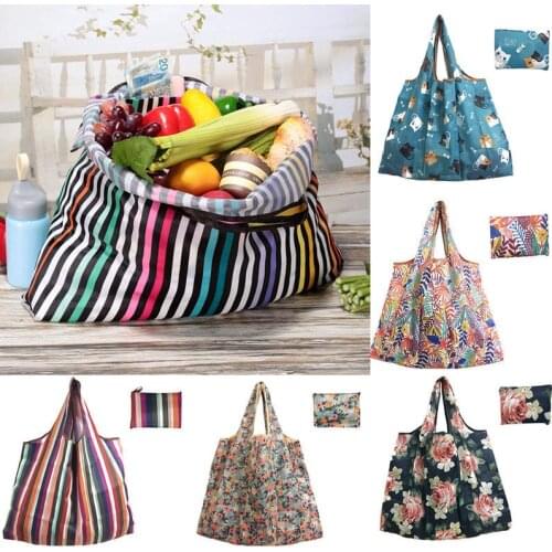 1pc Women Men Foldable Handy Shopping Bag Reusable Nylon Eco Handbag Storage Travel Tote Grocery Bag Large-capacity Storage Bags