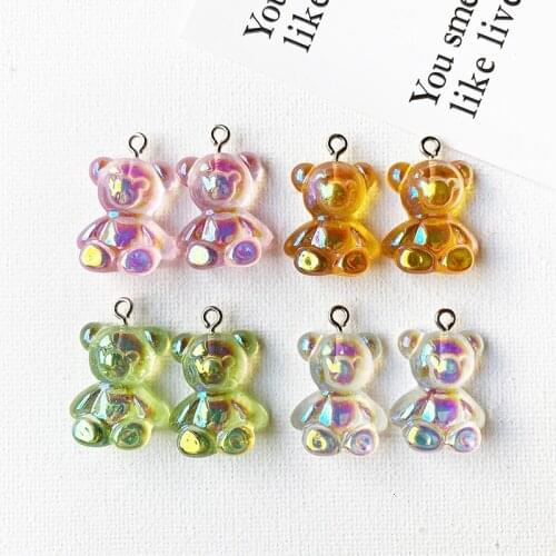 10Pcs Resin Cabochons Flatback Gummy Glittering Bear Candy Necklace Charms DIY Scrapbooking Embellishment Decoration Craft